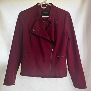 Banana Republic Burgundy Red Moto Jacket Cotton Size Small EUC